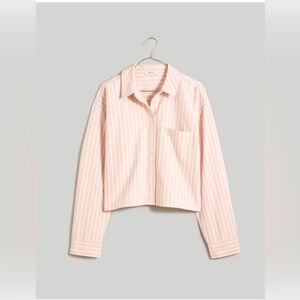 Madewell The Signature Oxford Crop Shirt in Pink Size Small